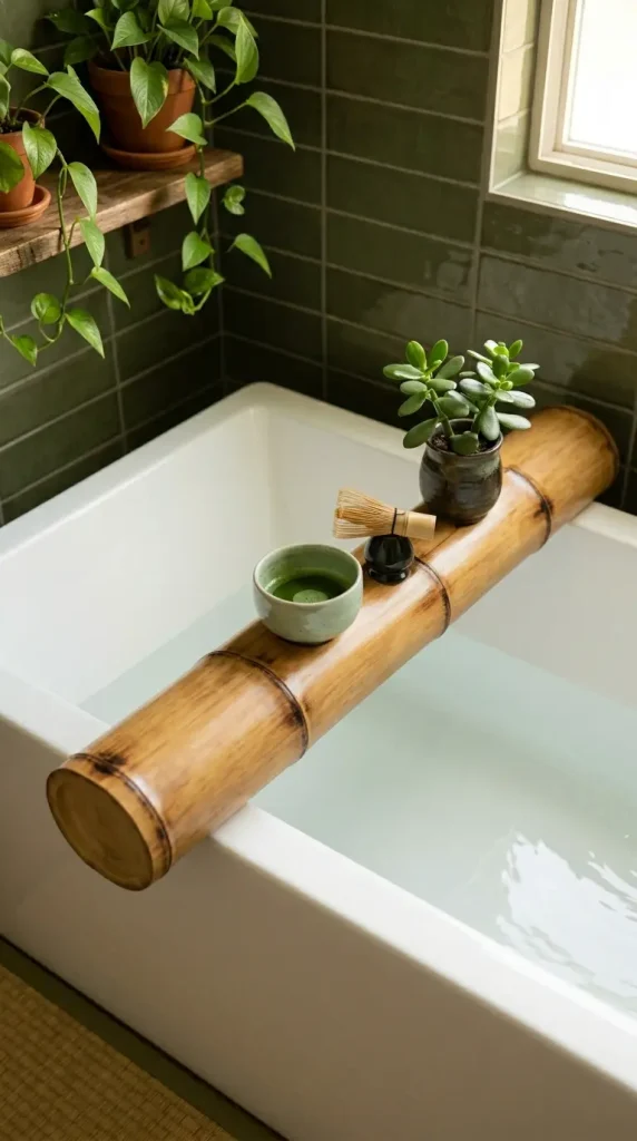 18 Bathtub Caddy Vintage Clawfoot Rustic Wood Floral Brass 17 17. Bamboo Clawfoot Caddy With Green Tea and Botanical Spa Styling