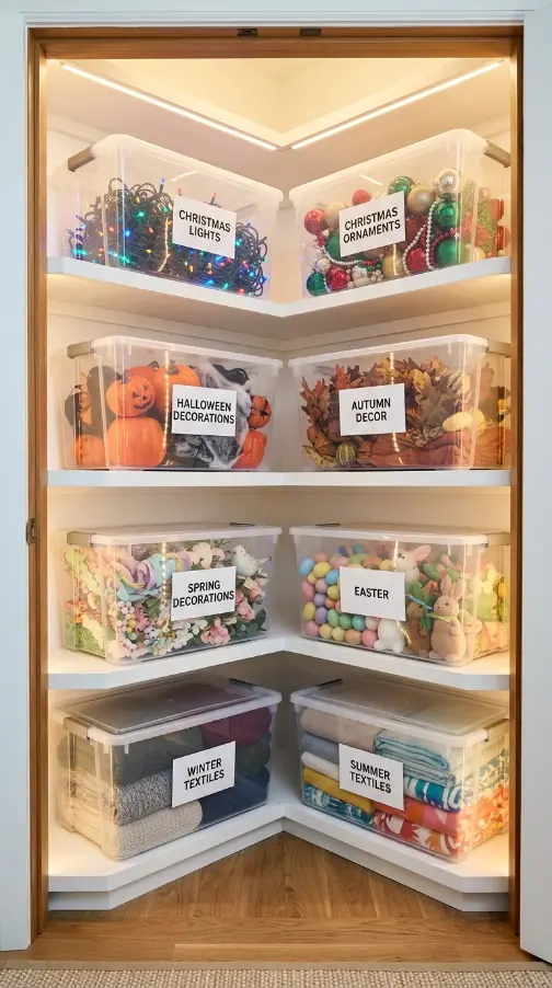 26 Smart Storage Closet Ideas Corner Diagonal Closet 17 17. Corner Diagonal Closet — Pegboard Back Wall System