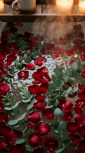 18 Romantic Bathtub Caddy Decor Ideas Rose Petal Candlelight 17 17. Scatter a Few Eucalyptus Sprigs Among the Rose Petals for Aromatic Steam
