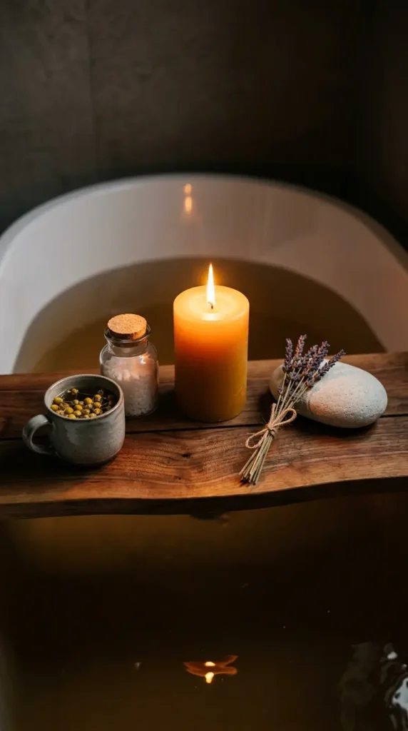18 Bath Tub Decor Ideas Freestanding Tray Quiet Luxury 17 17. Style the Tray for the Evening Wind Down Bath