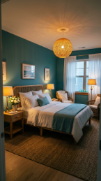 17 Bedroom Aesthetic Coastal Grandmother Sea Glass Blue 17 17. The Complete Coastal Grandmother Sea Glass Blue Bedroom at Dusk
