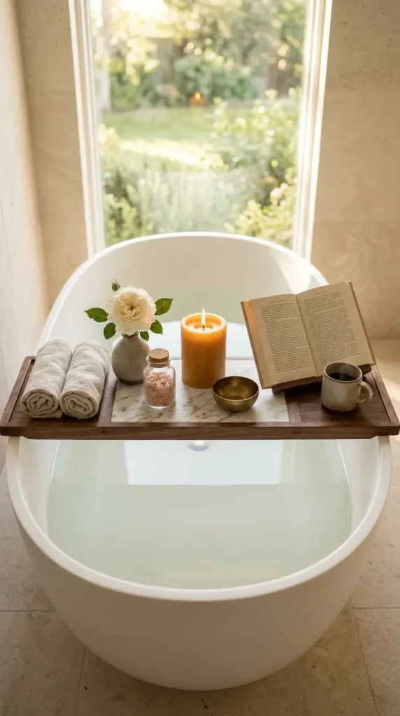 18 Bath Tub Decor Ideas Freestanding Tray Quiet Luxury 18 18. The Complete Quiet Luxury Freestanding Bath Tray — All Elements Together