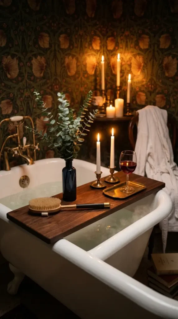 18 Bathtub Caddy Vintage Clawfoot Rustic Wood Floral Brass 18 18. The Complete Vintage Clawfoot Bath Evening — Caddy Candlelight and Florals
