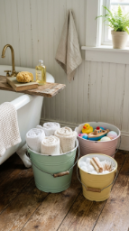 24 Small Bathroom Decor with Bathtub Caddies Vintage Pastel 18 18. The Pastel Enamel Bucket and Basin Set — Functional Vintage Hardware