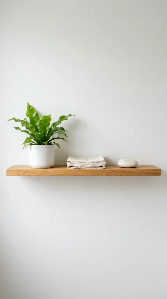28 Minimal Bathroom Plants Decor Inspiration Oak White Style 19 19. Bathroom Plant and White Towel — Oak Shelf Still Life