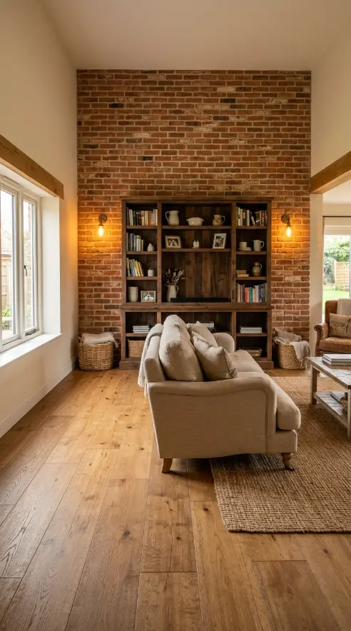 25 Affordable Farmhouse Flooring Ideas Budget Laminate Wood 19 19. Farmhouse Laminate With Exposed Brick Wall Accent
