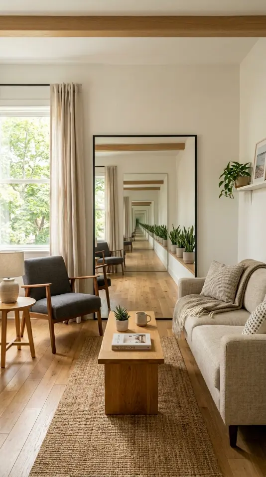 25 Full Length Mirror Living Room Slim Black Frame Minimal 19 19. In a Small Living Room to Visually Double the Space