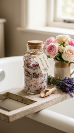 24 Romantic Bathtub Caddy Decor Ideas Garden Cottage Floral 19 19. The Garden Cottage Bath Salts and Petal Jar — Decanted Bathing Ritual