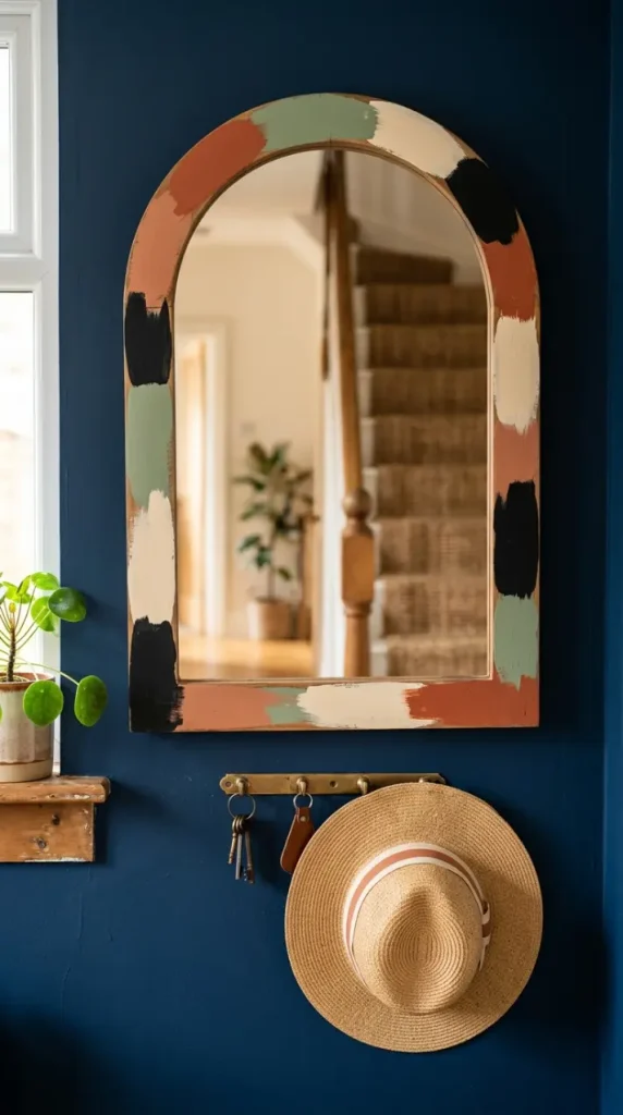 15 Decorated Mirror Hand Painted Arch Entryway Eclectic Wall 2 2. Arch Mirror Frame Hand Painted in Irregular Abstract Color Blocks