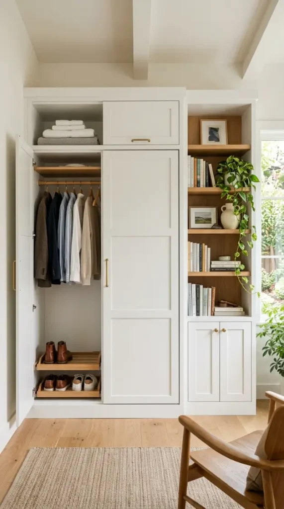10 Smart Storage Closet Ideas Convertible Murphy Office 2 2. Flank the Murphy Bed With Full-Height Closet Cabinets on Both Sides