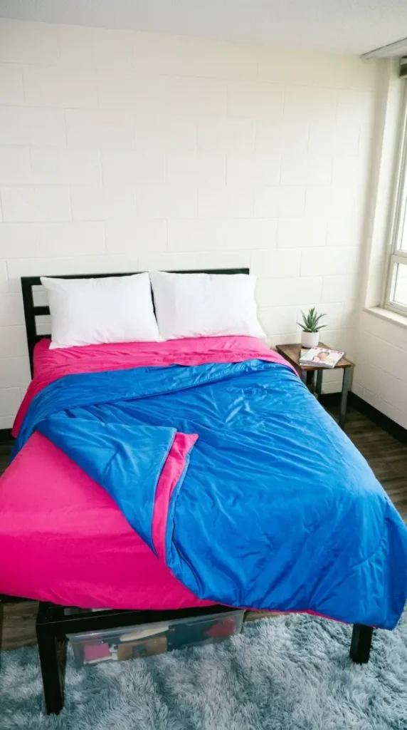 13 Dorm Bed Inspo Y2K Retro Colorful Bold Twin XL Style 2 2. Hot Pink and Electric Blue as the Foundational Color Clash