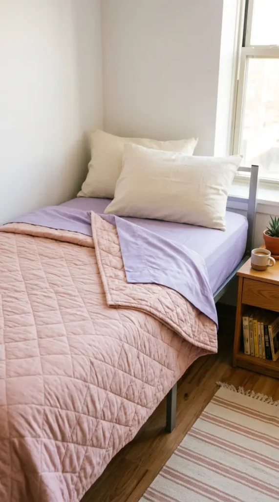 16 Dorm Bedding Ideas Pastel Aesthetic Girls Twin XL 2 2. Lavender and Blush Pink as the Foundational Pastel Pairing