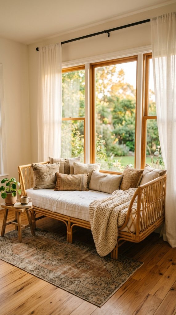 10 Chaise Lounge Reading Nook Rattan Daybed Boho Sunlit Nook 2 2. Position the Daybed Directly at the Sunniest Window in the Room