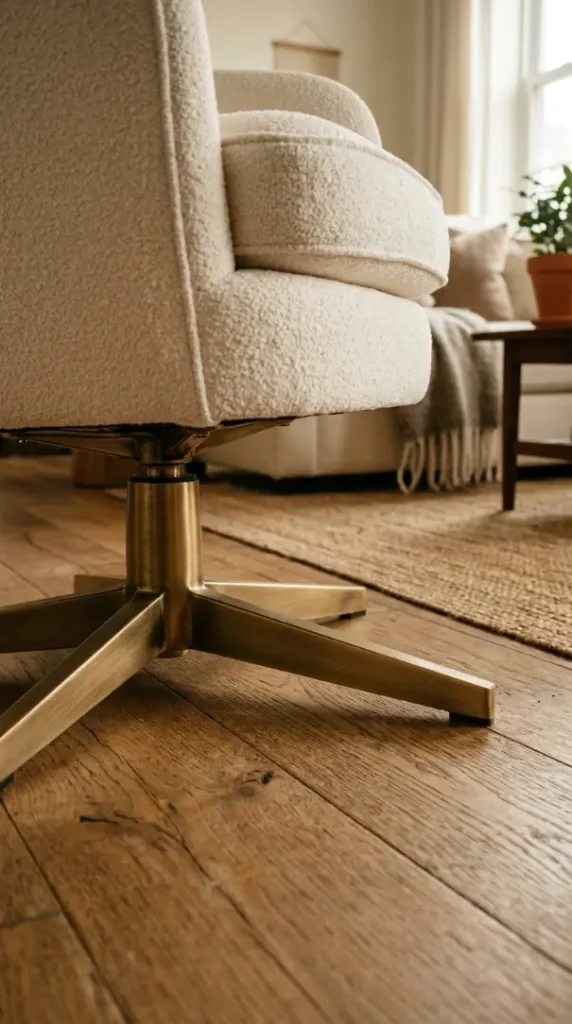 13 Comfy Reading Chair Oversized Cream Swivel Plush Living Room 2 2. Swivel Base in Brushed Brass — The Chairs Quiet Foundation