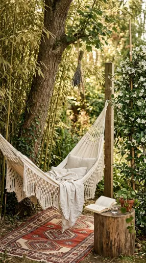 22 Outdoor Furniture Layout Ideas Boho Garden Hammock 2 2. The Hammock Reading Nook Layout