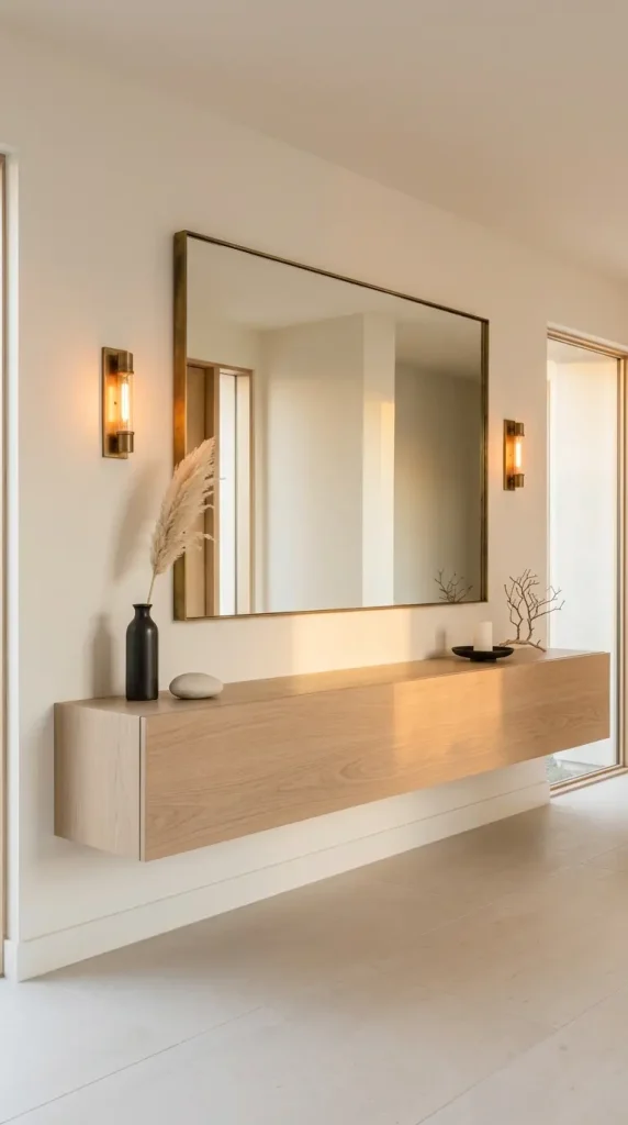 31 Entryway Console Table Ideas Modern Minimal Floating 20 20. Long Floating Console for a Wide Entry Hall