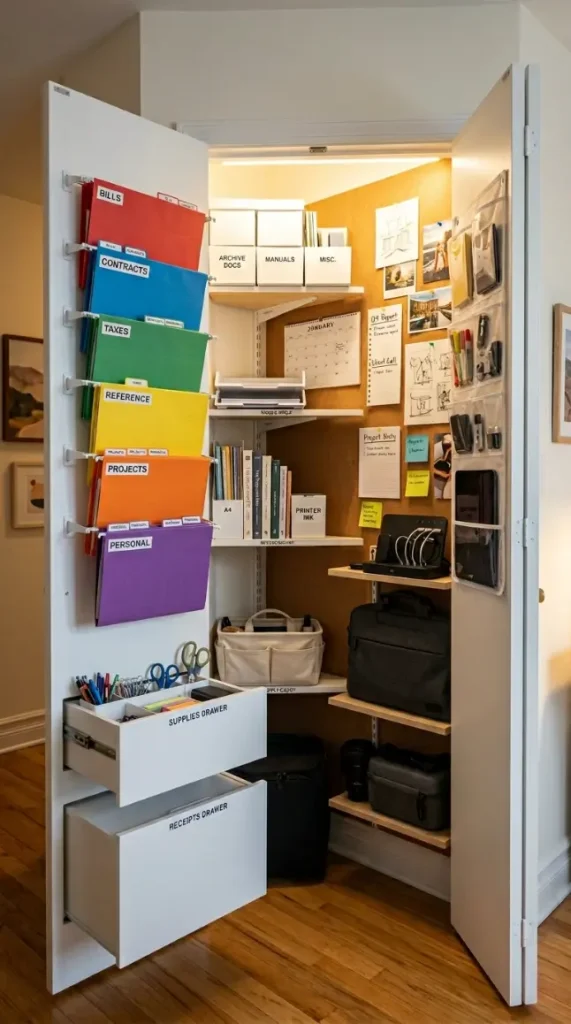 26 Smart Storage Closet Ideas Corner Diagonal Closet 20 20. Tension Rods in the Corner Diagonal Closet — Vertical Dividers