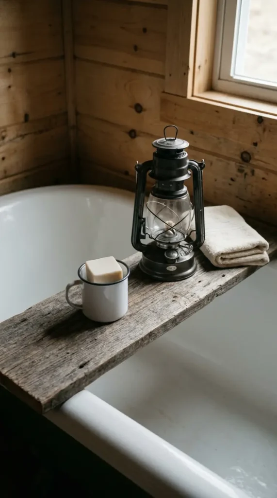 24 Rustic Bathtub Tray Ideas with Reclaimed Farmhouse Wood 20 20. The Reclaimed Wood Tray for a Bunkhouse or Cabin Bath — Spartan Working Aesthetic