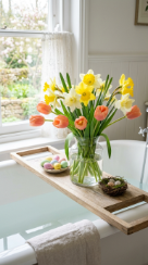 24 Romantic Bathtub Caddy Decor Ideas Garden Cottage Floral 20 20. The Spring Daffodil and Tulip Caddy — Early Garden Season Brightness