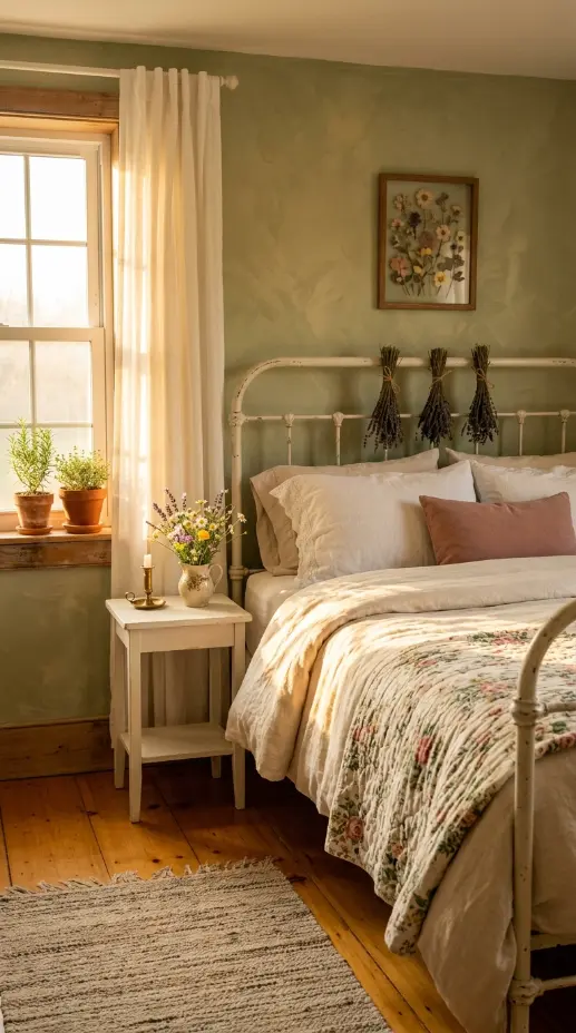 32 Cute Room Ideas for a Dreamy Cottagecore Bedroom 21 21. Cottagecore Bedroom Morning Light Scene — Soft Golden Hour