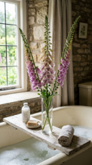 24 Romantic Bathtub Caddy Decor Ideas Garden Cottage Floral 21 21. The Foxglove and Delphinium Vertical Drama — Tall Cottage Border Flowers