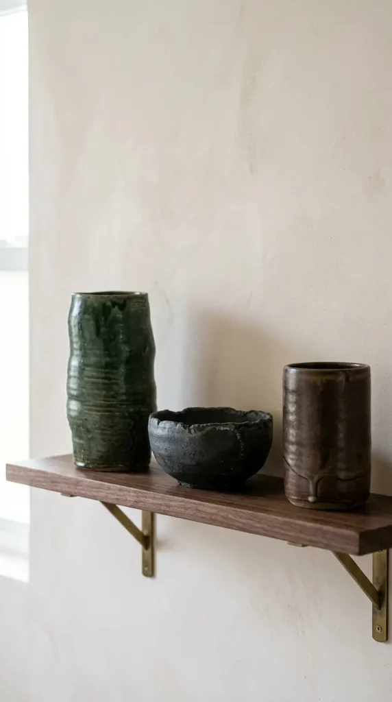 24 Modern Bathroom Plant Aesthetic Japandi Bonsai Minimal 21 21. Wabi-Sabi Ceramic Vessels as Bathroom Objects