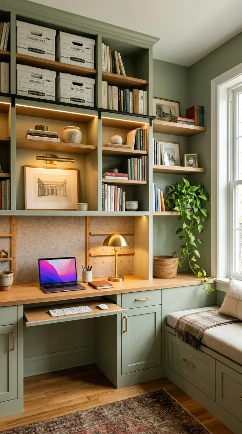 22 Home Office Inspiration Built-In Alcove Maximized 22 22. The Complete Maximized Built-In Alcove Reveal — Every Element Together
