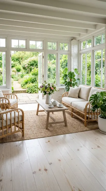 27 Light Wood Flooring for Farmhouse Whitewashed Pine Style 22 22. Whitewashed Pine — Garden Room or Sunroom