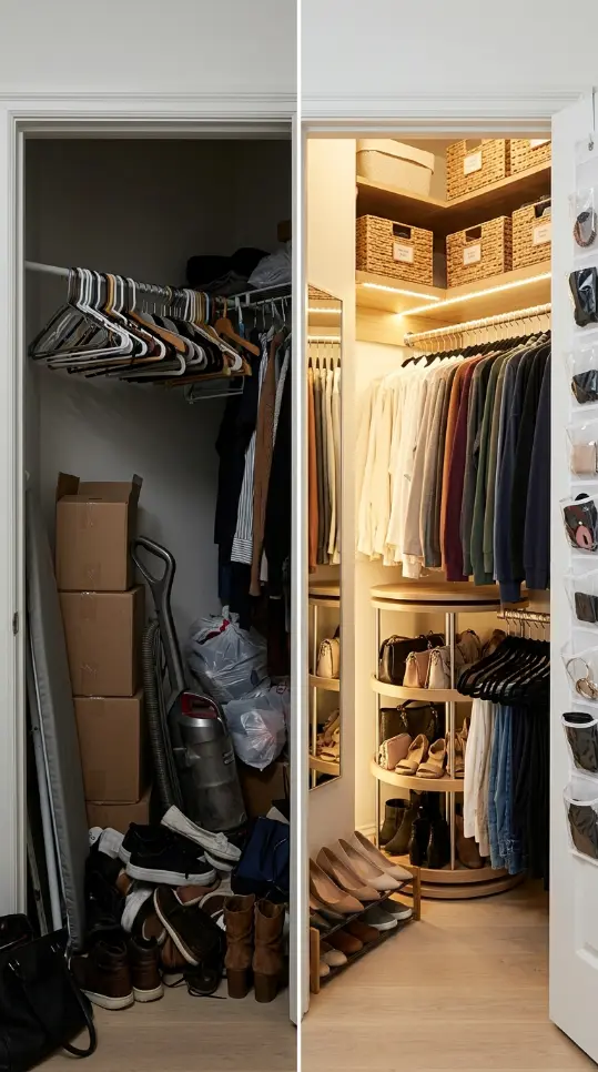 26 Smart Storage Closet Ideas Corner Diagonal Closet 23 23. Corner Diagonal Closet — Craft and Hobby Storage System