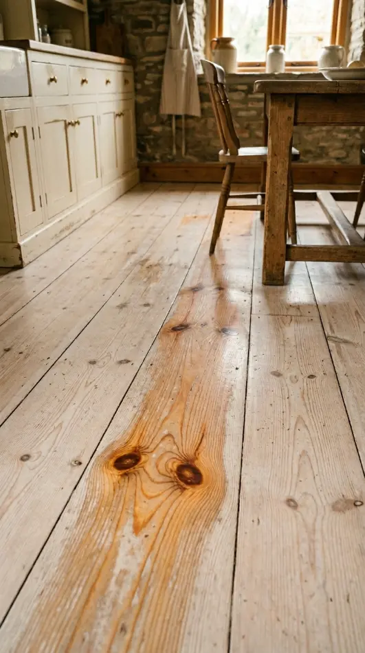 27 Light Wood Flooring for Farmhouse Whitewashed Pine Style 23 23. Whitewashed Pine with Aged Patina — The Lived-In Character