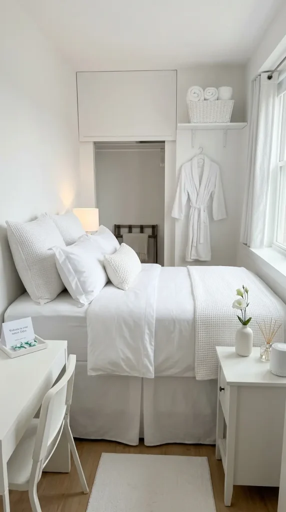 24 Dorm Bedding Ideas Clean White Minimal Luxe Hotel Style 24 24. The Complete Luxe Hotel Dorm Room Reveal — Every Element Together