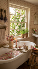 24 Romantic Bathtub Caddy Decor Ideas Garden Cottage Floral 24 24. The Complete Romantic Garden Cottage Bathroom — Every Element Together