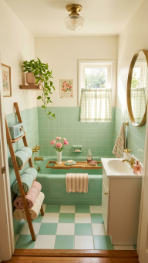 24 Small Bathroom Decor with Bathtub Caddies Vintage Pastel 24 24. The Complete Small Vintage Pastel Bathroom Sanctuary — Every Element Together