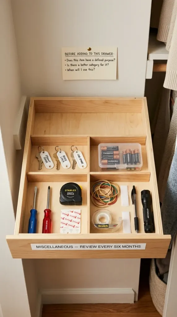 25 Small Storage Closet Organization Tiny Apartment Ideas 24 24. The Junk Drawer Closet — Controlling the Chaos Category