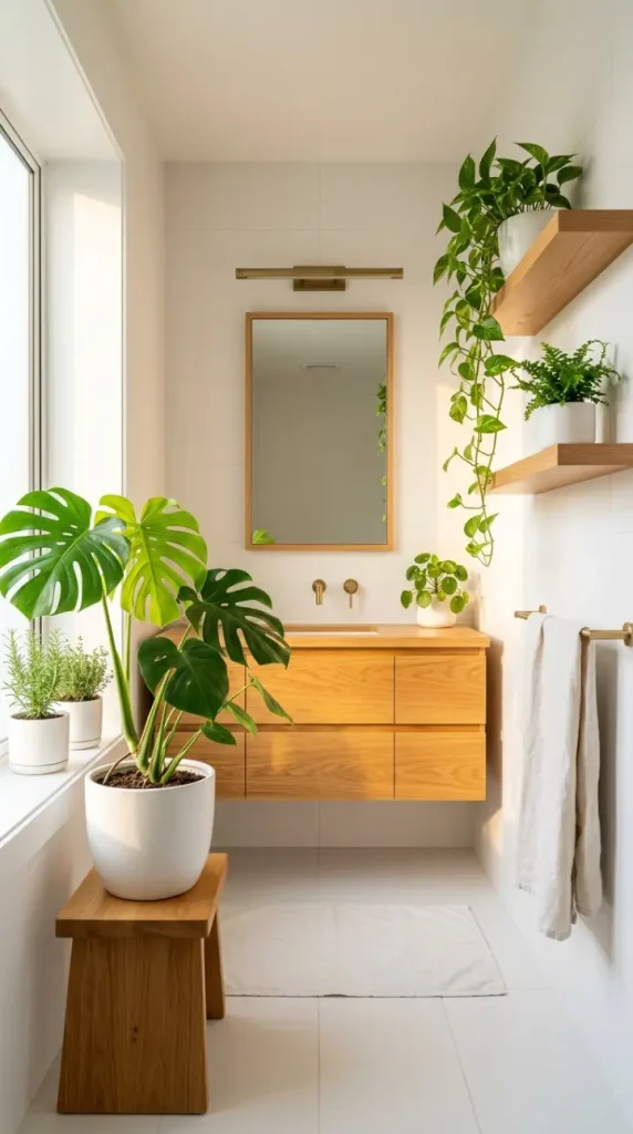 28 Minimal Bathroom Plants Decor Inspiration Oak White Style 25 25. Complete Oak White Bathroom — Morning Light All Plants