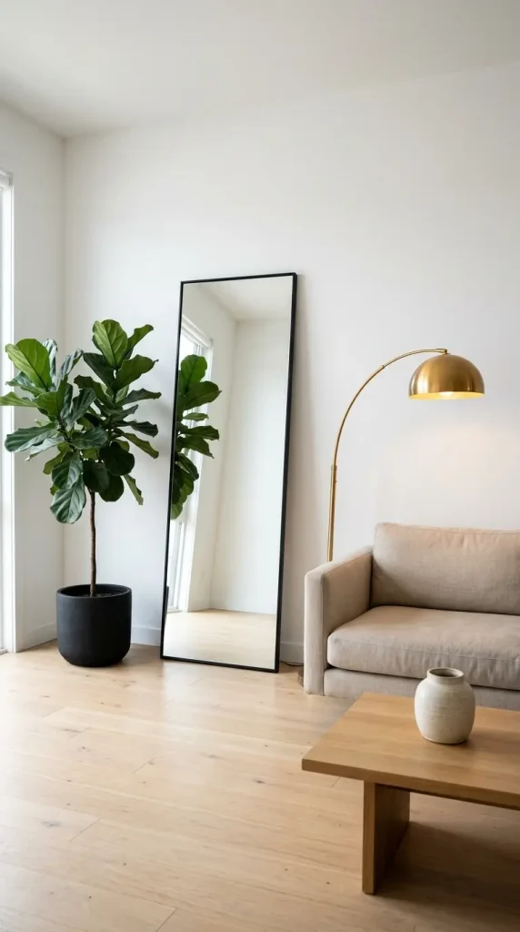 25 Full Length Mirror Living Room Slim Black Frame Minimal 25 25. The Complete Minimal Living Room With Slim Black Frame Mirror as the Hero