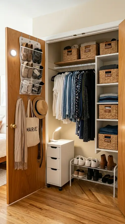 26 Smart Storage Closet Ideas Corner Diagonal Closet 26 26. The Complete Smart Corner Diagonal Closet — All Systems Together
