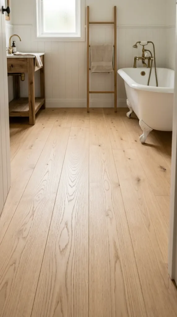 26 Light Wood Flooring for Farmhouse Wire-Brushed Oak Bath 26 26. The New Wire-Brushed Oak Floor Laid — The First Morning