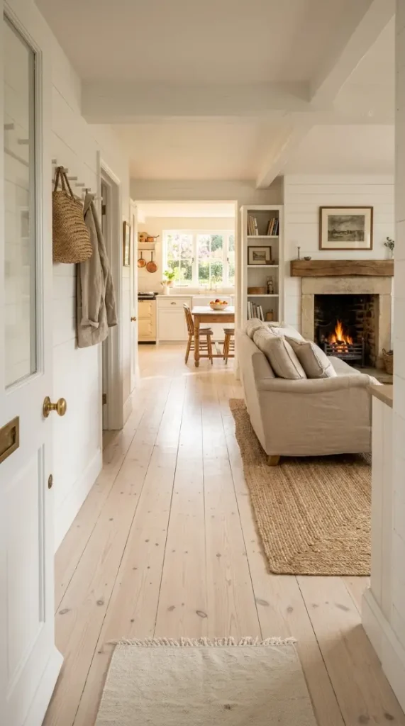 27 Light Wood Flooring for Farmhouse Whitewashed Pine Style 27 27. The Complete Whitewashed Pine Farmhouse Home — All Rooms Connected