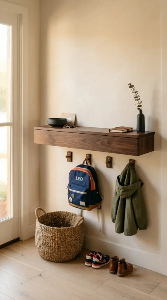 31 Entryway Console Table Ideas Modern Minimal Floating 28 28. Floating Console Entryway in a Family Home