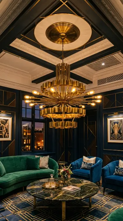 15 Vintage Home Decor Ideas Neo Deco Living Room Glamour 3 3. A Sculptural Brass or Gold Chandelier as the Rooms First Statement