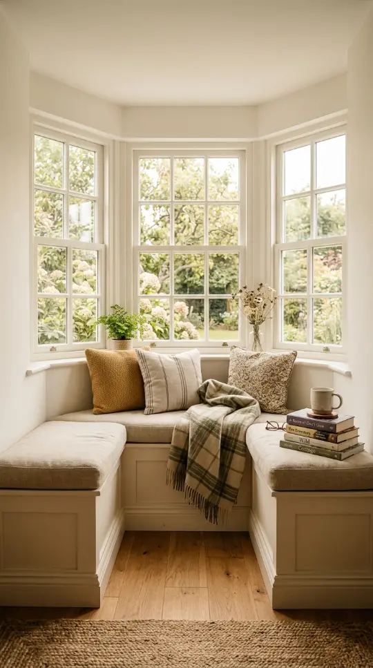14 Cozy Reading Chair Small Space Nook Built-In Corner Warm 3 3. Bay Window Reading Nook With Three Sided Fitted Bench