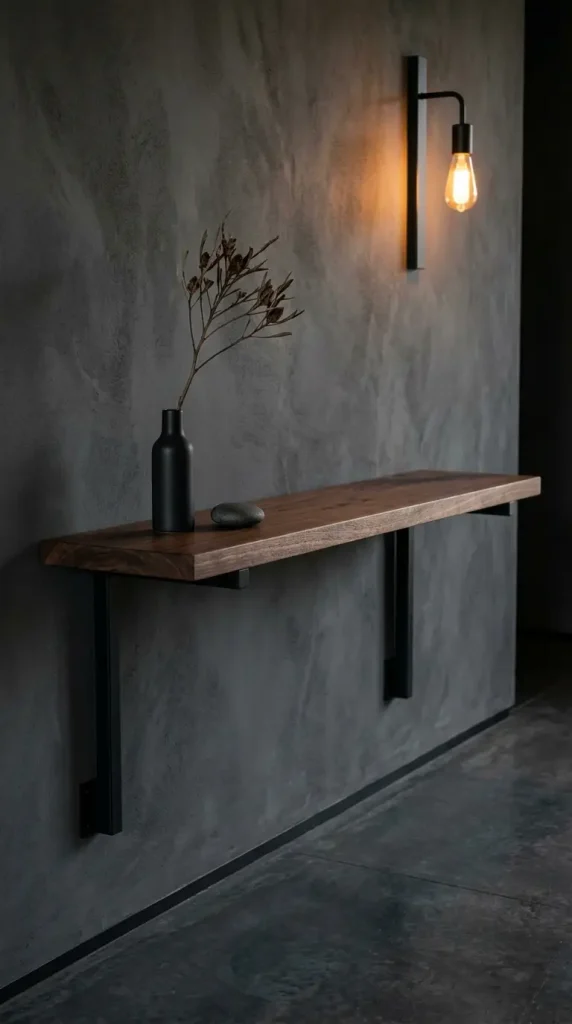 31 Entryway Console Table Ideas Modern Minimal Floating 3 3. Black Steel Frame Floating Console for Industrial Minimal