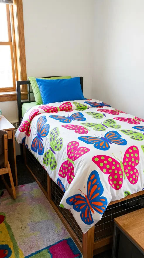 13 Dorm Bed Inspo Y2K Retro Colorful Bold Twin XL Style 3 3. Butterfly Motif as the Defining Y2K Print