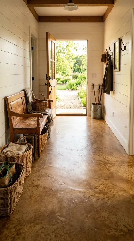 9 Affordable Farmhouse Flooring Ideas Stained Concrete 3 3. DIY the Stain Application to Maximize the Affordability