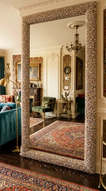 20 Bedazzled Mirror Disco Ball Living Room Maximalist Wall 3 3. Floor to Ceiling Mirror Wall Bedazzled Along Every Edge