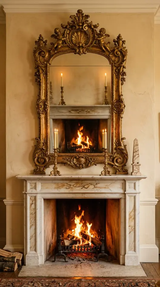 22 Full Length Mirror Living Room Baroque Gold Dramatic 3 3. Hang It Above a Marble Fireplace Mantel as the Rooms Focal Point