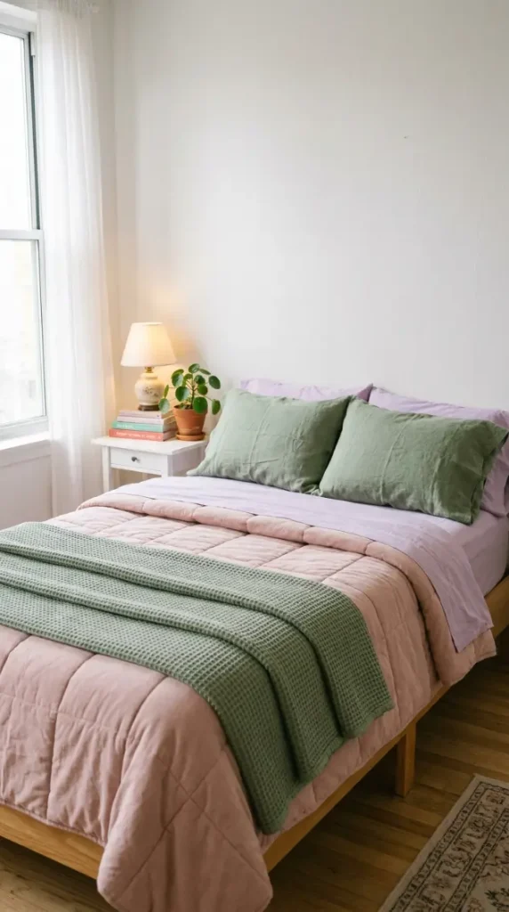 16 Dorm Bedding Ideas Pastel Aesthetic Girls Twin XL 3 3. Sage Green as a Grounding Pastel Accent