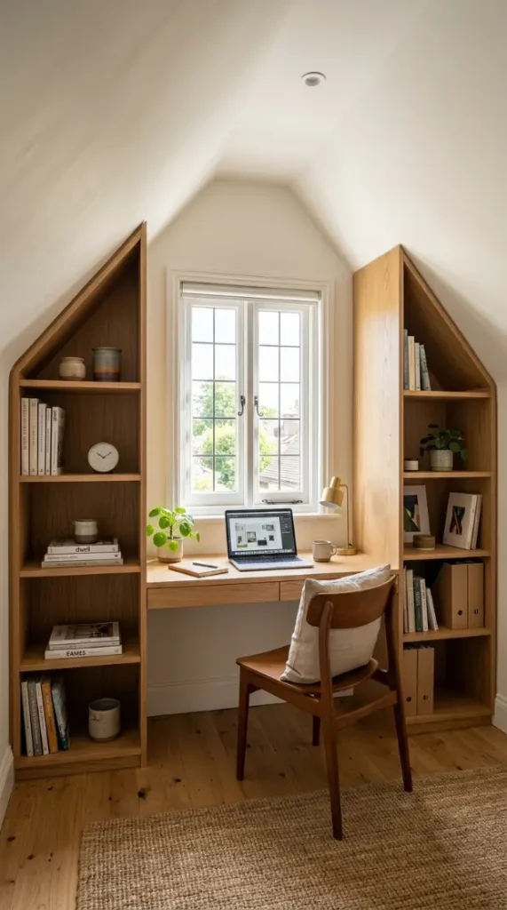 22 Home Office Inspiration Built-In Alcove Maximized 3 3. The Dormer Window Alcove Desk — Sloped Side Wall Integration