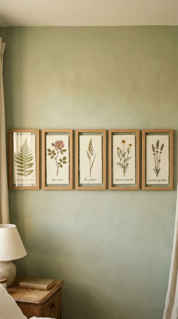 32 Cute Room Ideas for a Dreamy Cottagecore Bedroom 31 31. Cottagecore Bedroom Pressed Botanical Specimen Display